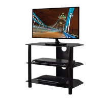 BTF101 3 Shelf Tempered Black Glass AV Stand