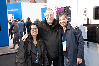 Welcoming visitors to the B-Tech stand